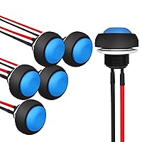 Vista 11 de APIELE Interruptor de botón momentáneo de 0.472 in Mini interruptor redondo impermeable 1A 250V AC SPST NO 2 Pin PBS-33B con cable pre-soldado 6