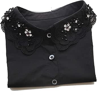 Colletto Finto In Pizzo E Cotone - Mezza Camicia Staccabile Per Donna, Taglia Unica