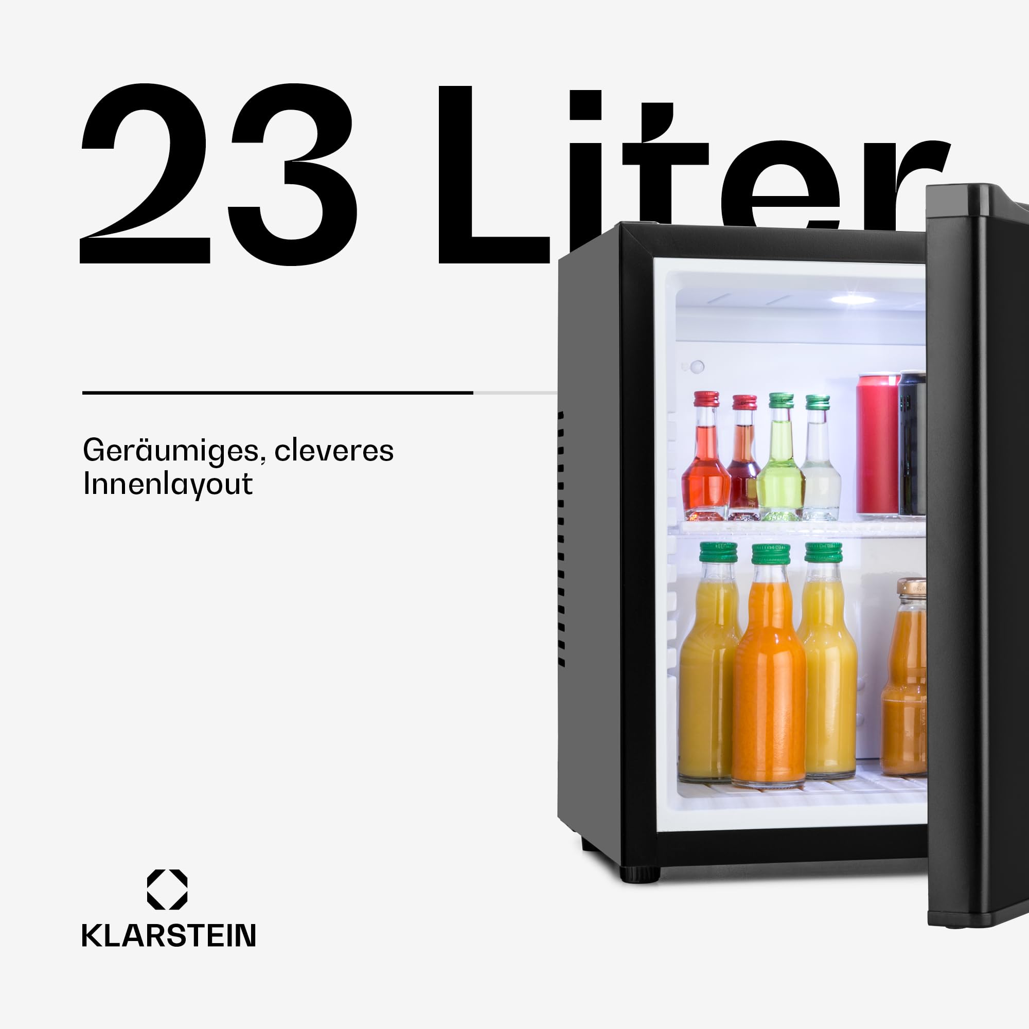 Klarstein Mini Kühlschrank für Zimmer, 23L, für Getränke & Kosmetik, Kleine Minibar, Leise, Verstellbare Ablage, Kleiner Skincare Kühlschrank 5-15°C