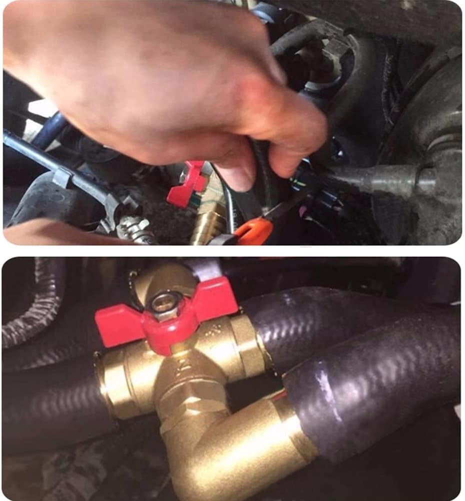 Solid Brass 5/8 Inch Heater Control Valve, Car Heater Air Conditioning Ball Valve with Switch 5/8" Hose Barb Automotive Heater Bypass Valve Fitting