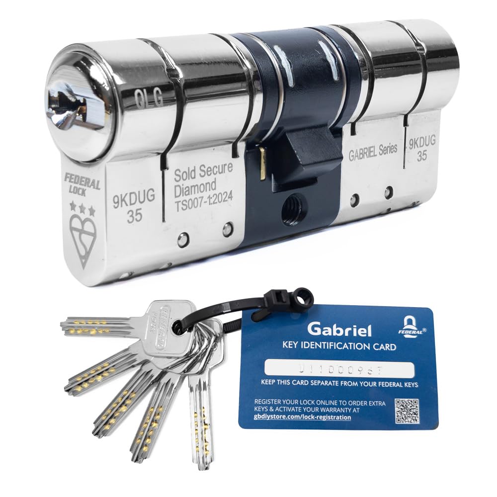 Federal Gabriel 3 Star Euro Cylinder Door Lock - Police Approved, TS007 Diamond Secure, Anti-Snap, Chrome 5 Keys - 10 Year Guarantee 40/45