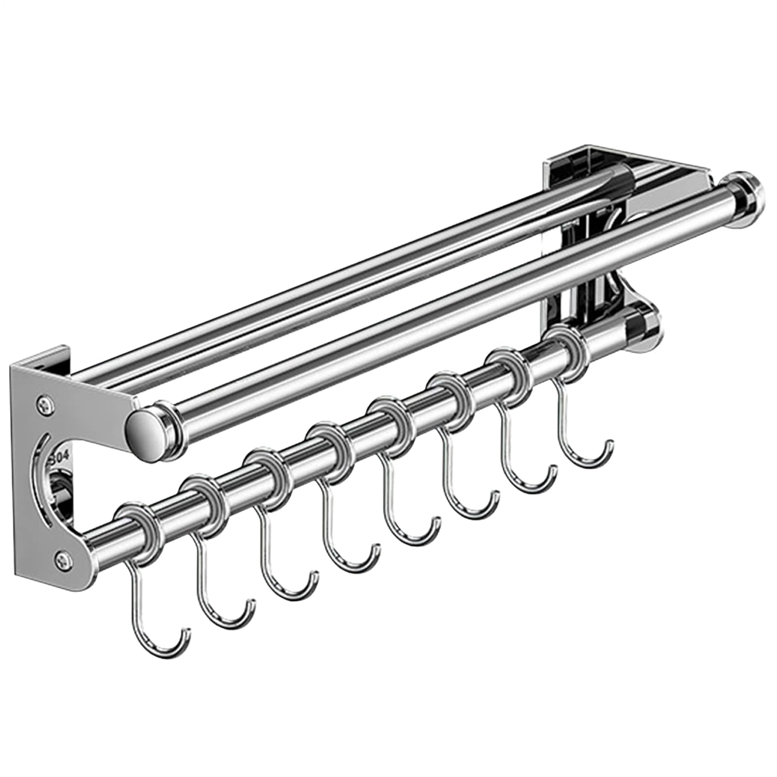 Edelstahl Schneidehalter mit Haken - Küchenschiene Organizer Wand | Bohrfreie Aufhängestange für Utensilien, Schöpfkelle, Schneebesen, Zangen | Backwerkzeugregal für Vorrat