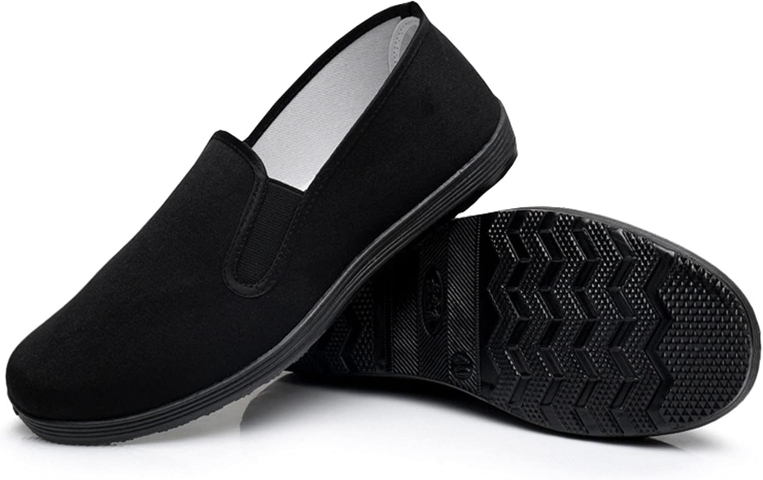 – Chinese Kung Fu Slippers Canvas Martial Arts Tai Chi Shoes Rubber Sole Unisex All Black