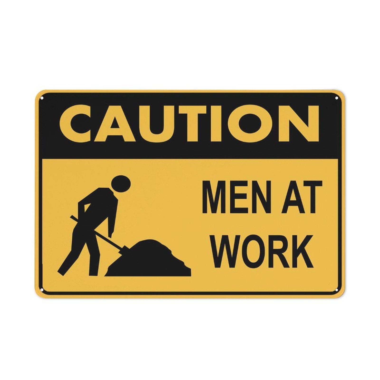 Caution - Men At Work Sign, 8x12 Inch Rustproof Aluminum Metal Sign, Multicolor