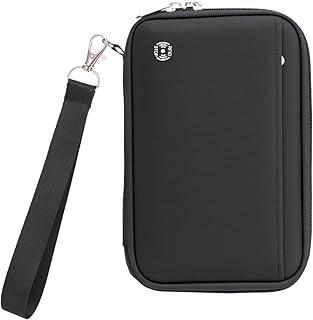 Passport Holder for Travel Family, RFID-Blocking Travel Wallet Holder for 6 Passports, Water Resistant Bag Document Organizer for Cards, Cash, Boarding Passes, Tickets (Black)
