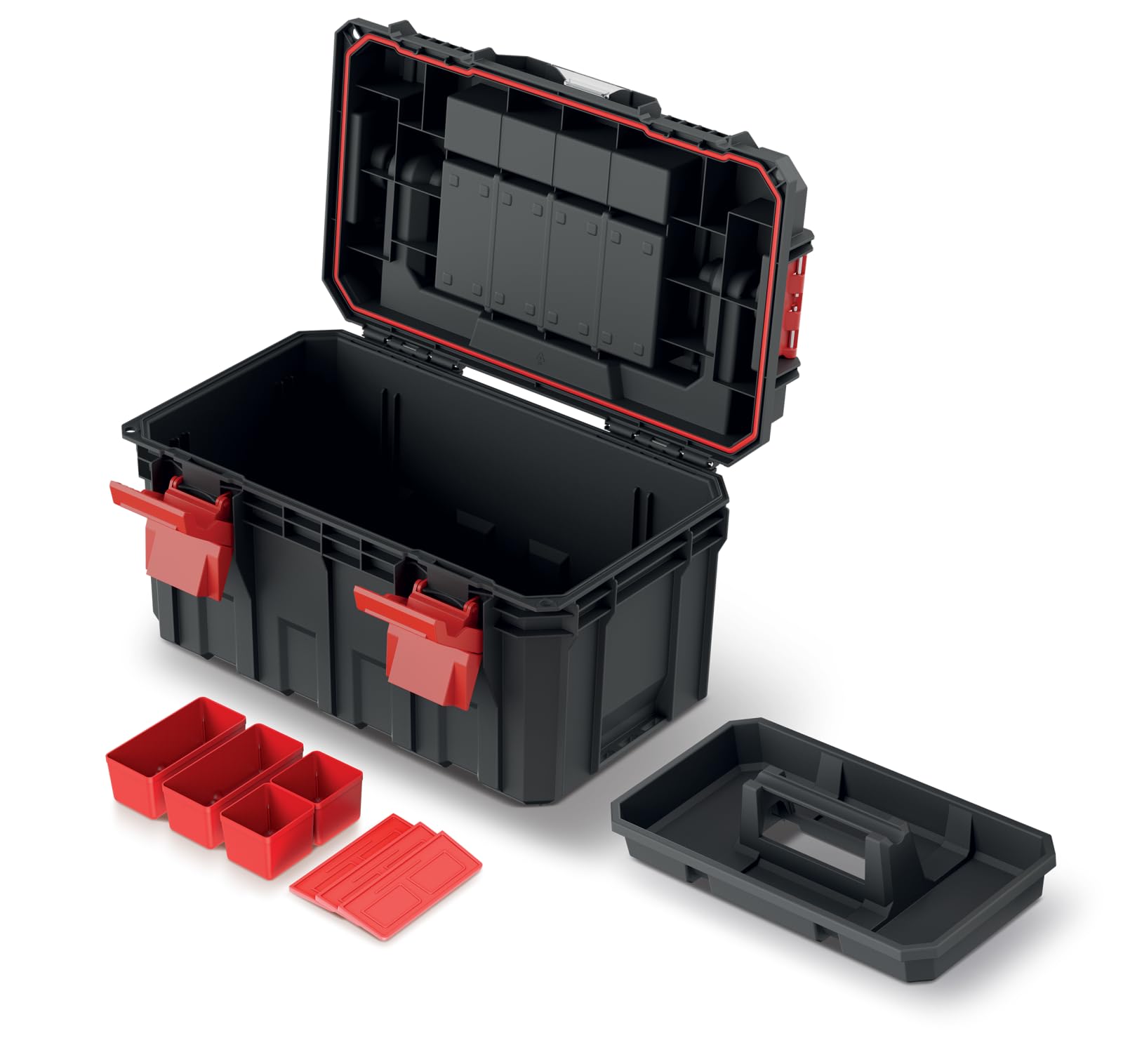 Kistenberg Werkzeugkiste Werkzeugkoffer Werkzeugkasten Werkstattkiste Toolbox Organizer im Deckel mit Boxen und Trennwänden, wasser- /staubdicht, Kunststoff S-Block Pro Abmessungen: 450 x 280 x 264 mm