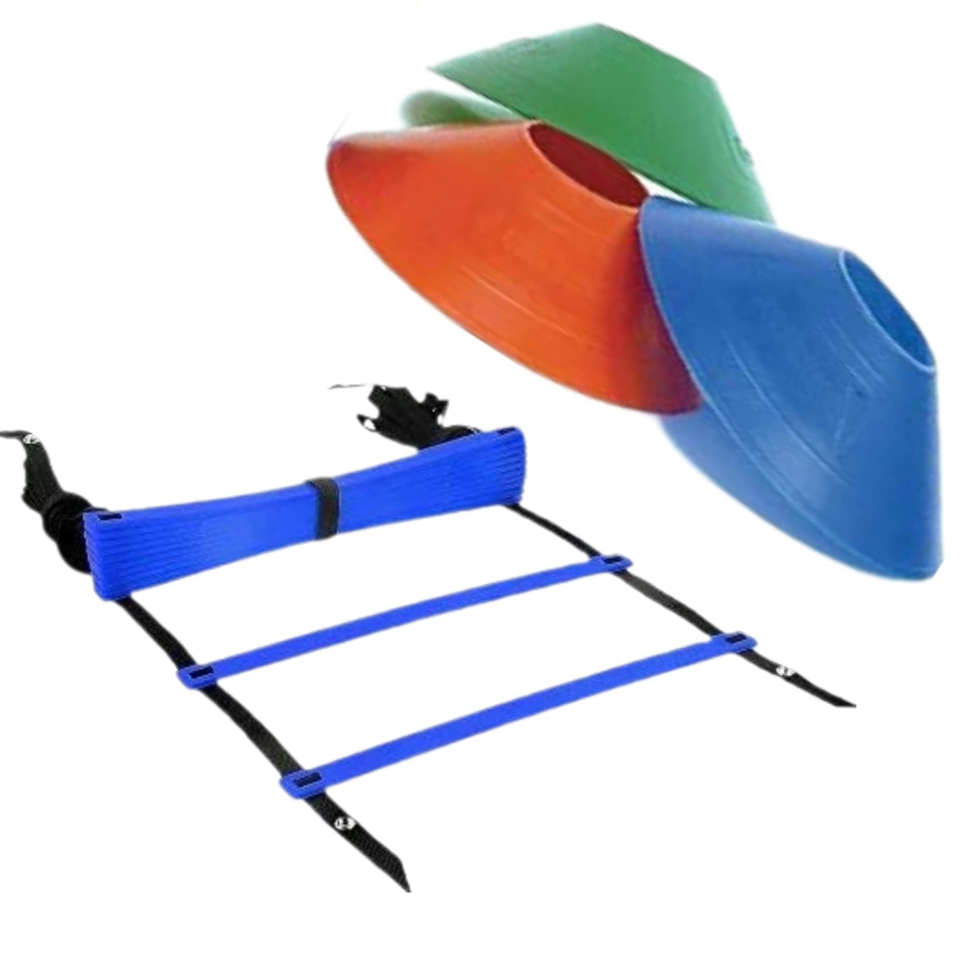 CABRIO Combo of 5Mtr Exercise Speed Ladders with 9 Adjustable Rungs and 20 Space Marker Soccer Agility Cones Soccer Football and Field Sports Training with Carry Bag-image-7