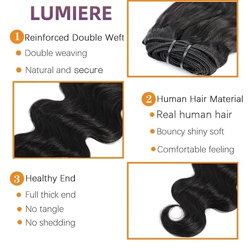 Miniatura 5 de LUMIERE Extensiones de cabello humano real con pinzas, 8 piezas con 20 clips, 4.23 onzas, extensiones de cabello ondulado sin procesar, grado 10A,