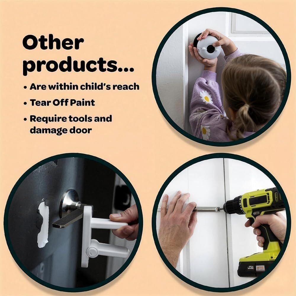 Blocca Porta Sicurezza Bambini Compatibile con Porte Standard (3pz) | Blocca Porta Bambini Facile da Installare, Nessun Attrezzo Richiesto (3pz)(3pcs)