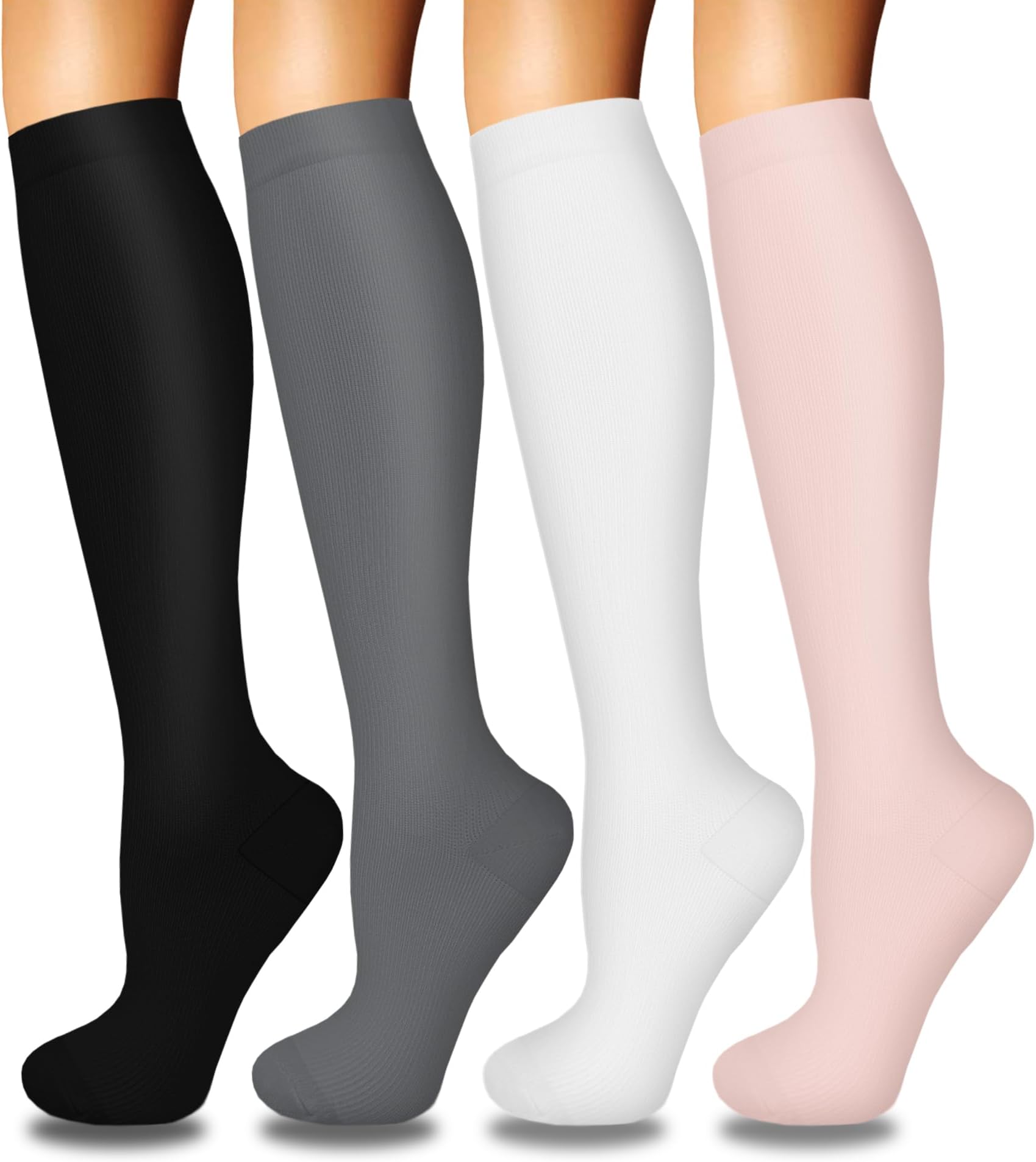 Plus Size Compression Socks for Men and Women-3 pairs Wide Calf Knee High Compression Stockings Support for Circulation๏ผNurses, Running