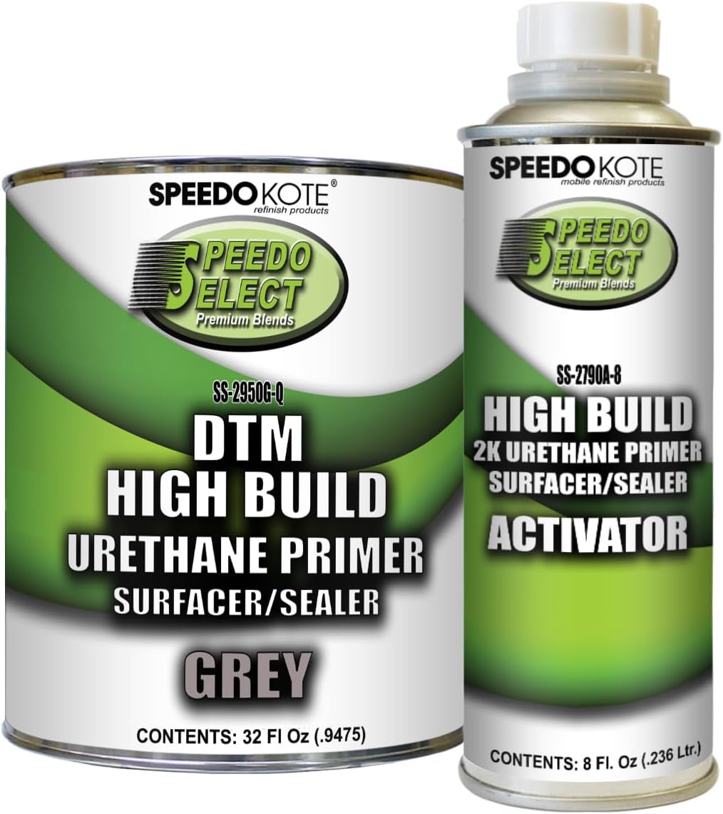Speedokote Automotive High Build 2K Urethane Primer/Sealer Gray QUART Kit, SS-2950G/2790A-Q