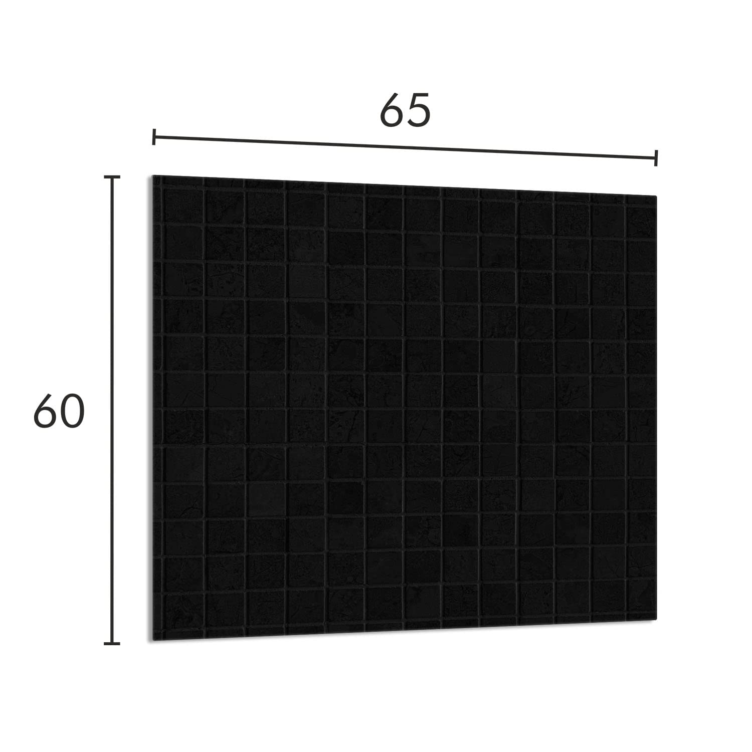 Szklany panel ochronny do kuchni Lacobel, szklana płyta ochronna na kuchenkę, 65x60 cm, szklana deska do krojenia, ochrona przed rozpryskiwaniem, uniwersalna, CZARNA