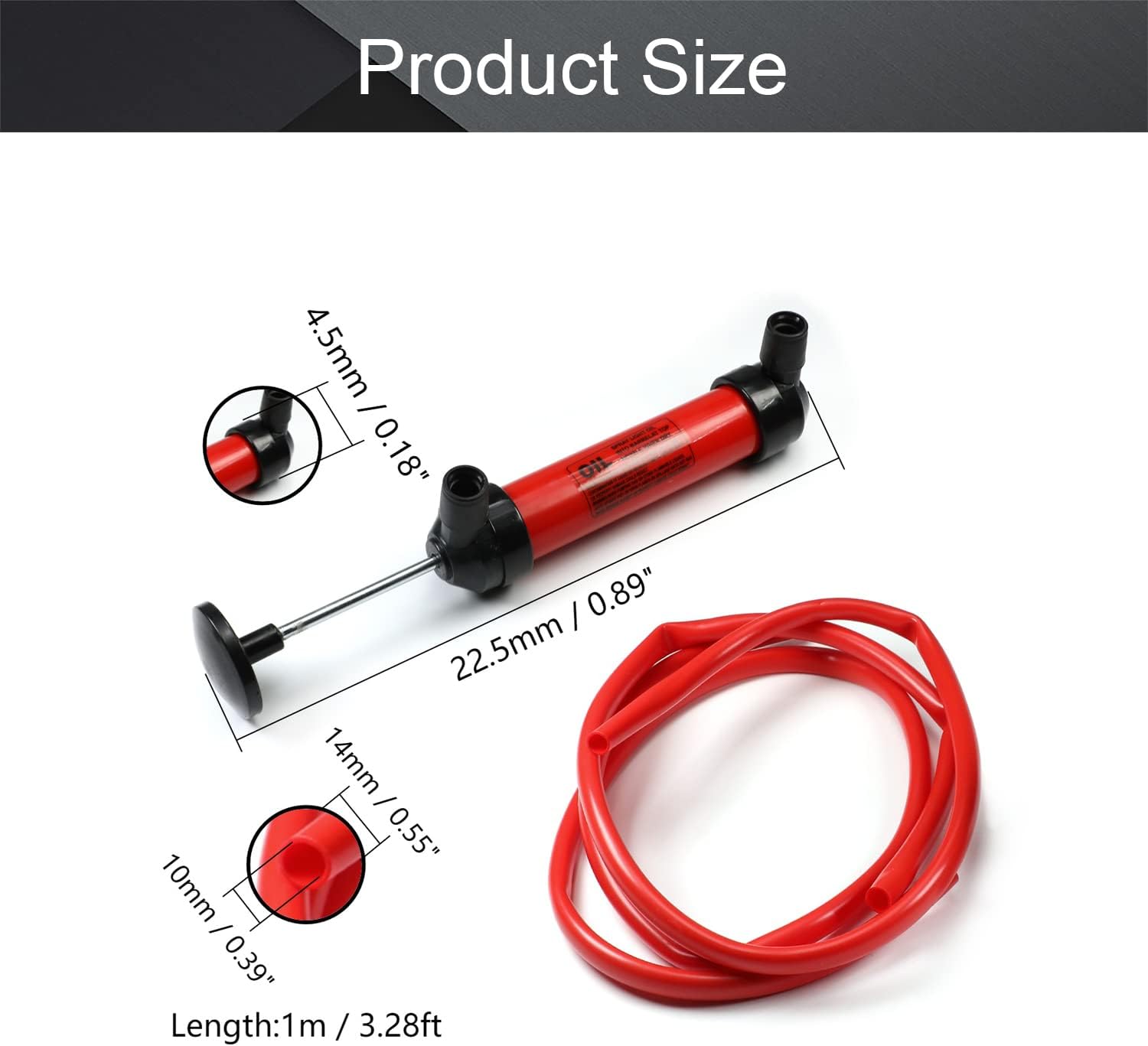Othmro 2Pcs Plastic Manual Oil Pumps Hand Fuel Pump Liquid Fuel Transfer Siphon Hand Pump Outlet Pipe Length 100cm Oil Inlet Pipe Length 100cm for Gas Oil Air Water Red Black