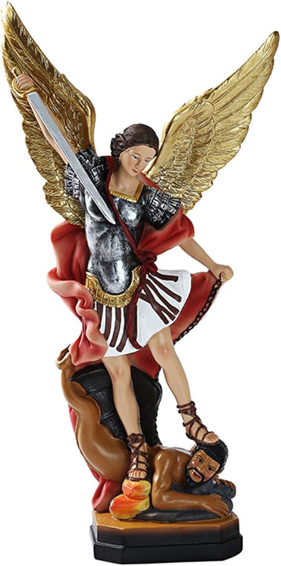 Amazon.de QIANLING 31 cm St. Michael Statue, Erzengel Michael Statue, San Miguel Engel Statue