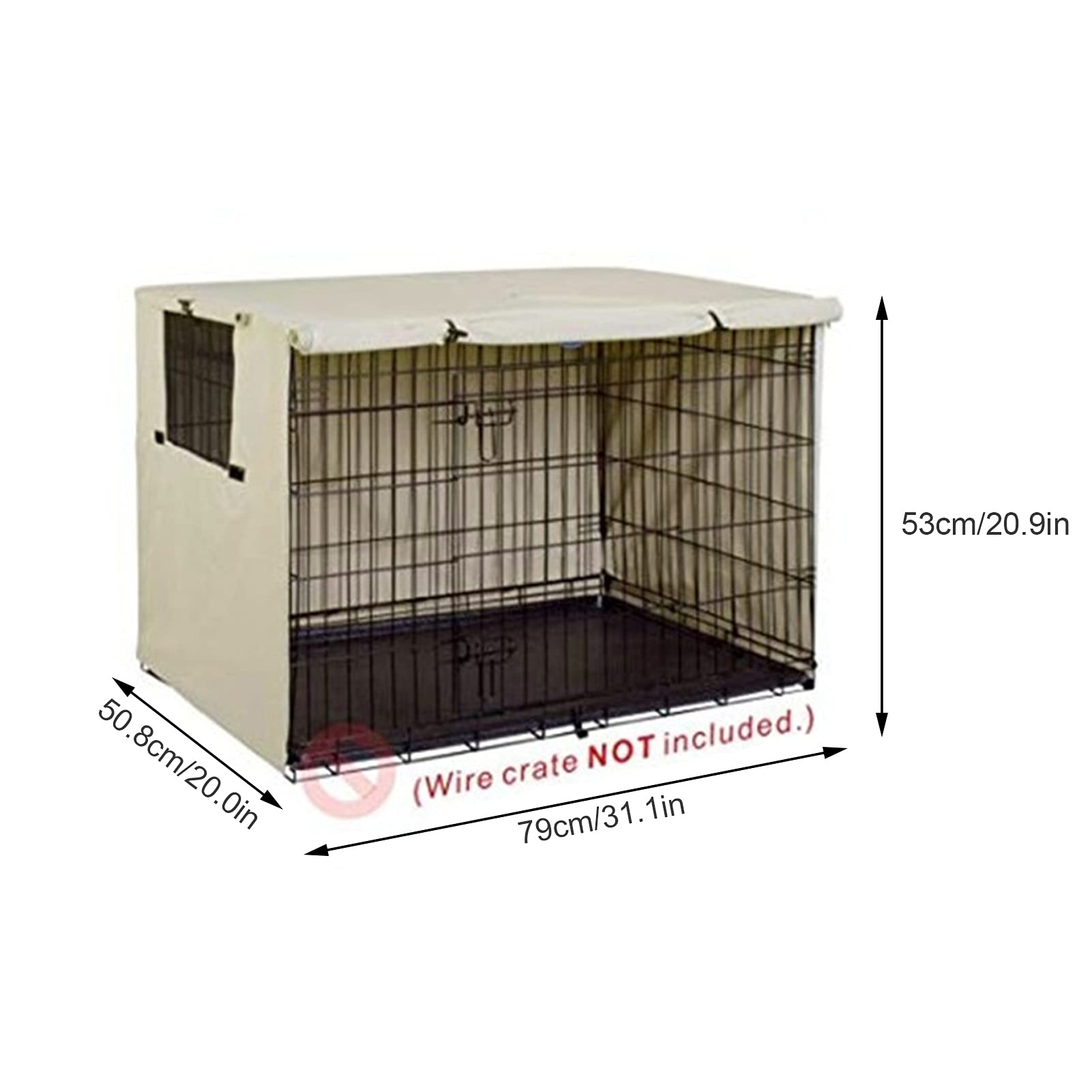 Cubierta para Jaula para Perros Al Aire Libre, Cubierta Duradera para Jaula para Perros, Tela Oxford 210D, Cubierta para Perrera para Mascotas, Parasol Impermeable, 31,1x20,9x20,0 Pulgadas(beige)