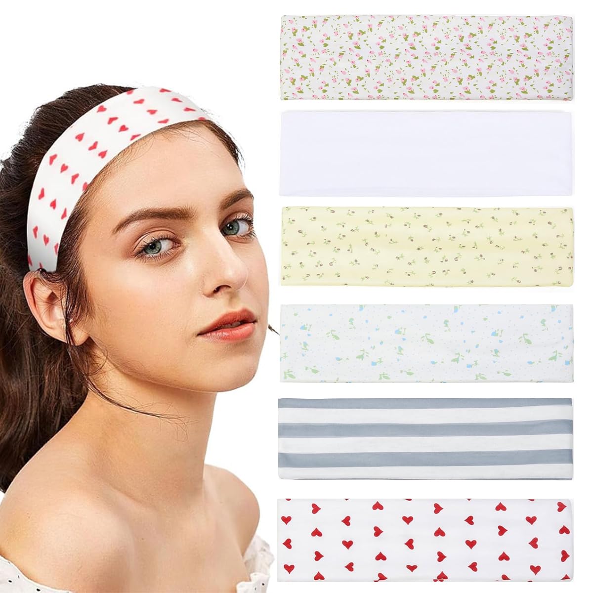 maycreate 6Pcs Fashion Floral Headbands for Women Pre-Tied Knotted Hairbands Set, Soft Stretchy Cotton Blend Head Hair Bands for Daily Wear, Yoga & Skincare-picture-18