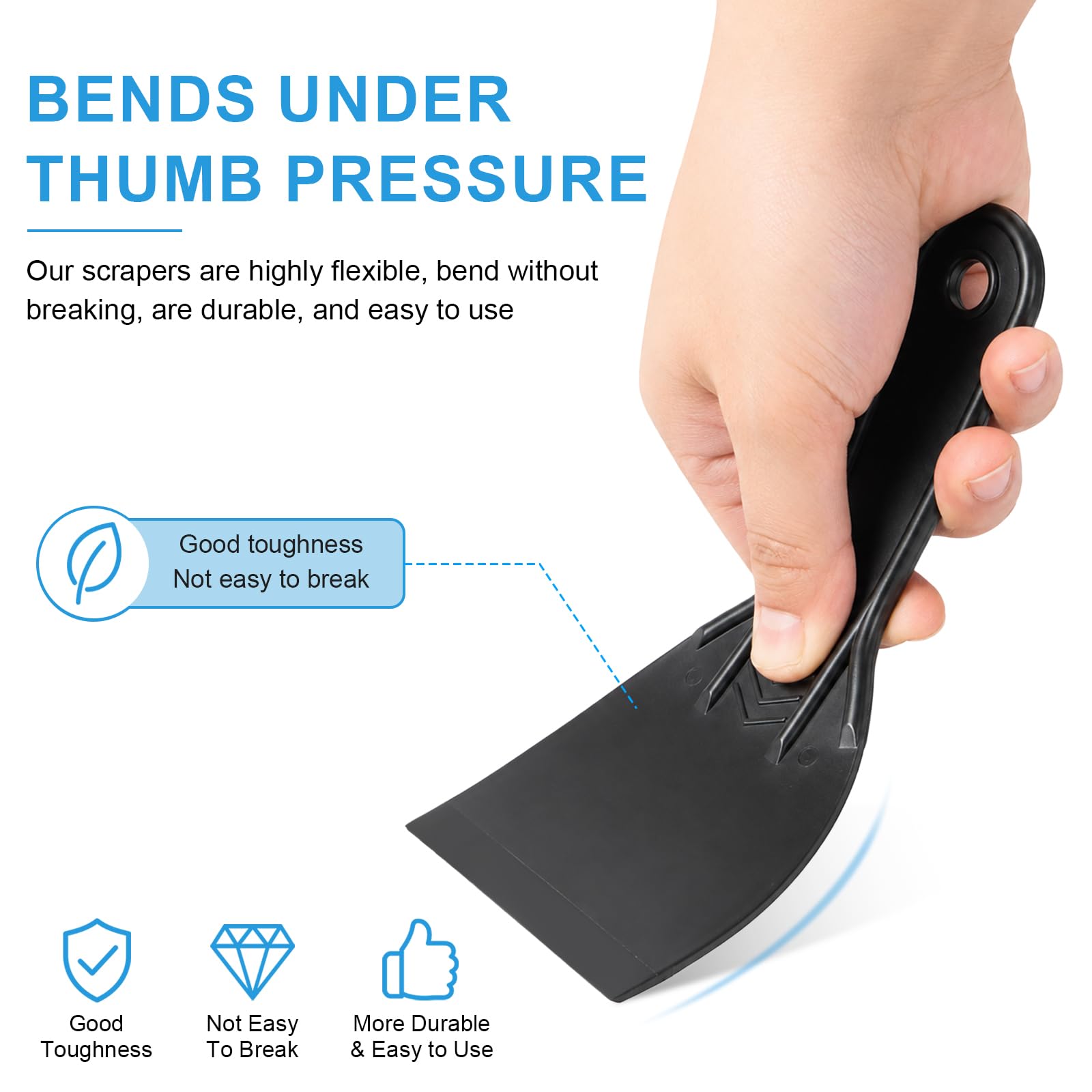 6 Pack Plastic Putty Knife Set, 6 Assorted Sizes 1.5" 2" 3" 4" 6" 8" Flexible Plastic Scraper Tools for Spackling, Drywall Repair, Patching, Caulking & Wallpaper Removal — Amazon image 5
