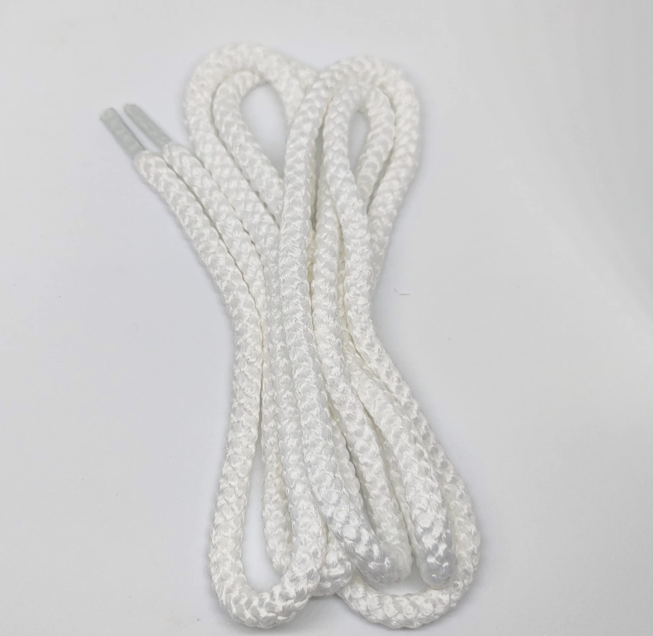 4 Pieces Round Hoodie Drawstrings Cord Replacement 6mm X 50 Inch Draw String for Sweatpants, Sweatshirt, Jacket, Coats, Shorts, Pants, Swim, Trunks, Sewing Threader (White)