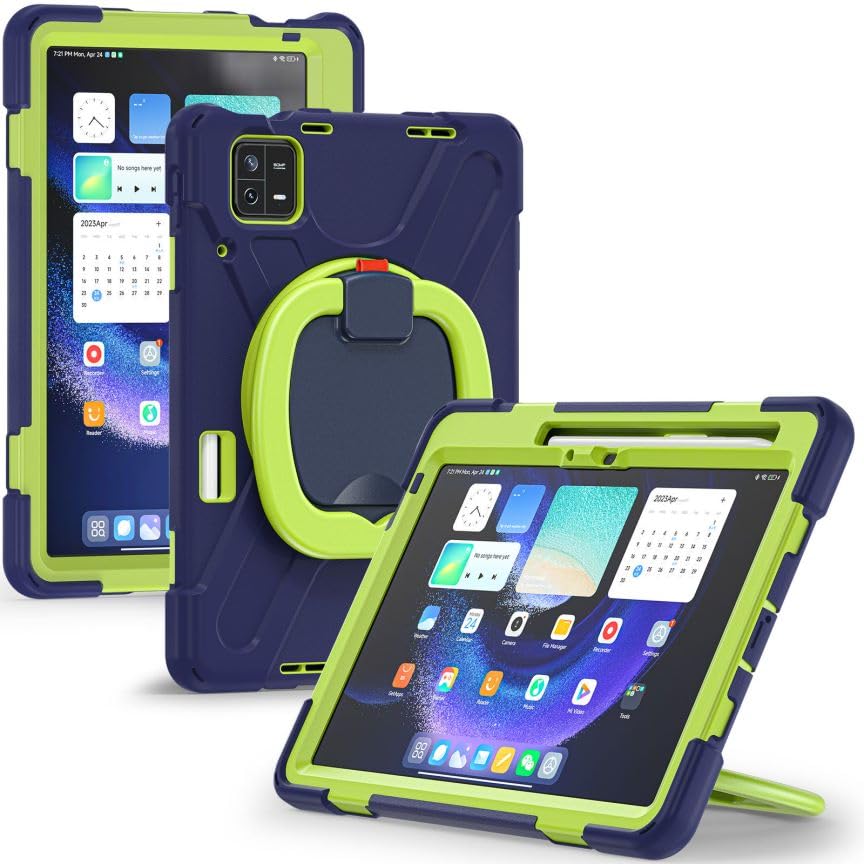 Etui na Xiaomi Pad 6 / Xiaomi Pad 6 Pro 11,0" 2023, trwałe, ciężkie, wytrzymałe, odporne na wstrząsy silikonowe etui z obrotowym uchwytem o 360°, podpórką, uchwytem na rysik i paskiem na