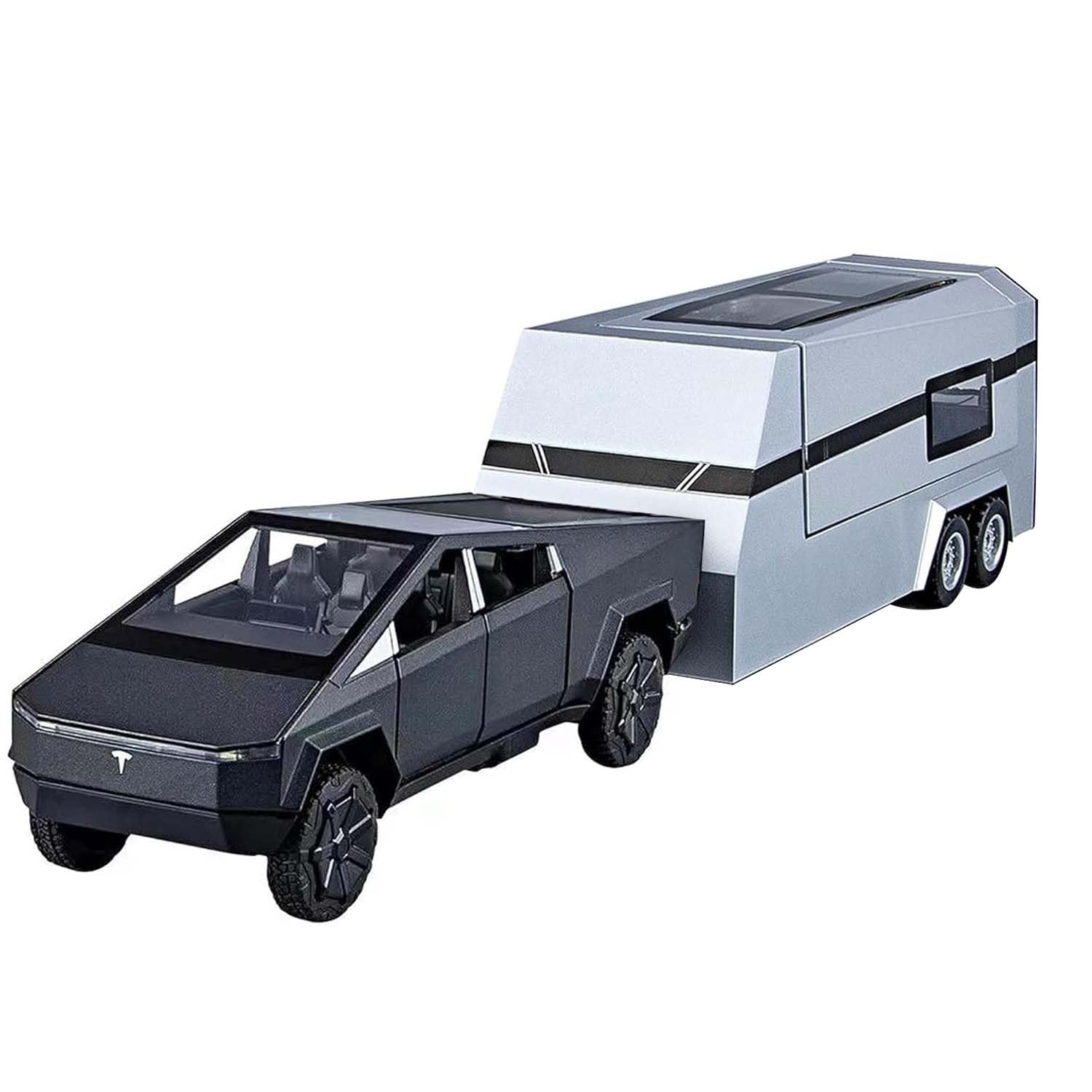 Swift 1:32 Tesla Cybertruck Pickup Trailer Alloy Car Model Diecasts Metal Off-Road Vehicles Truck Model Sound and Light Kids Toys Gift - (Grey)