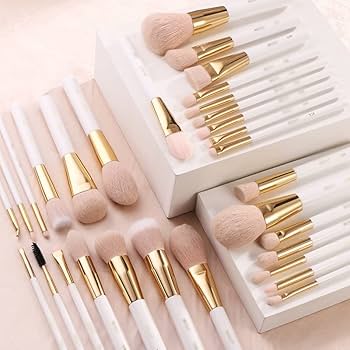 Amazon.co.jp: JJZXD ホワイトゴールドメイクアップブラシ