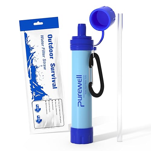 Miniatura 15 de Purewell Filtro de agua al aire libre Filtración de agua personal Paja de emergencia Equipo de supervivencia Purificador de agua para acampar