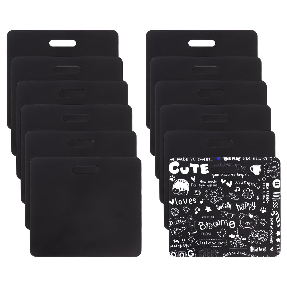 BENECREAT 12pcs Black Acrylic Badge Buddy, 3.1x3.3inch DIY Badge Buddy Blanks Set with Protective Film for Nurse, Teacher, Lab Tech, Receptionist,