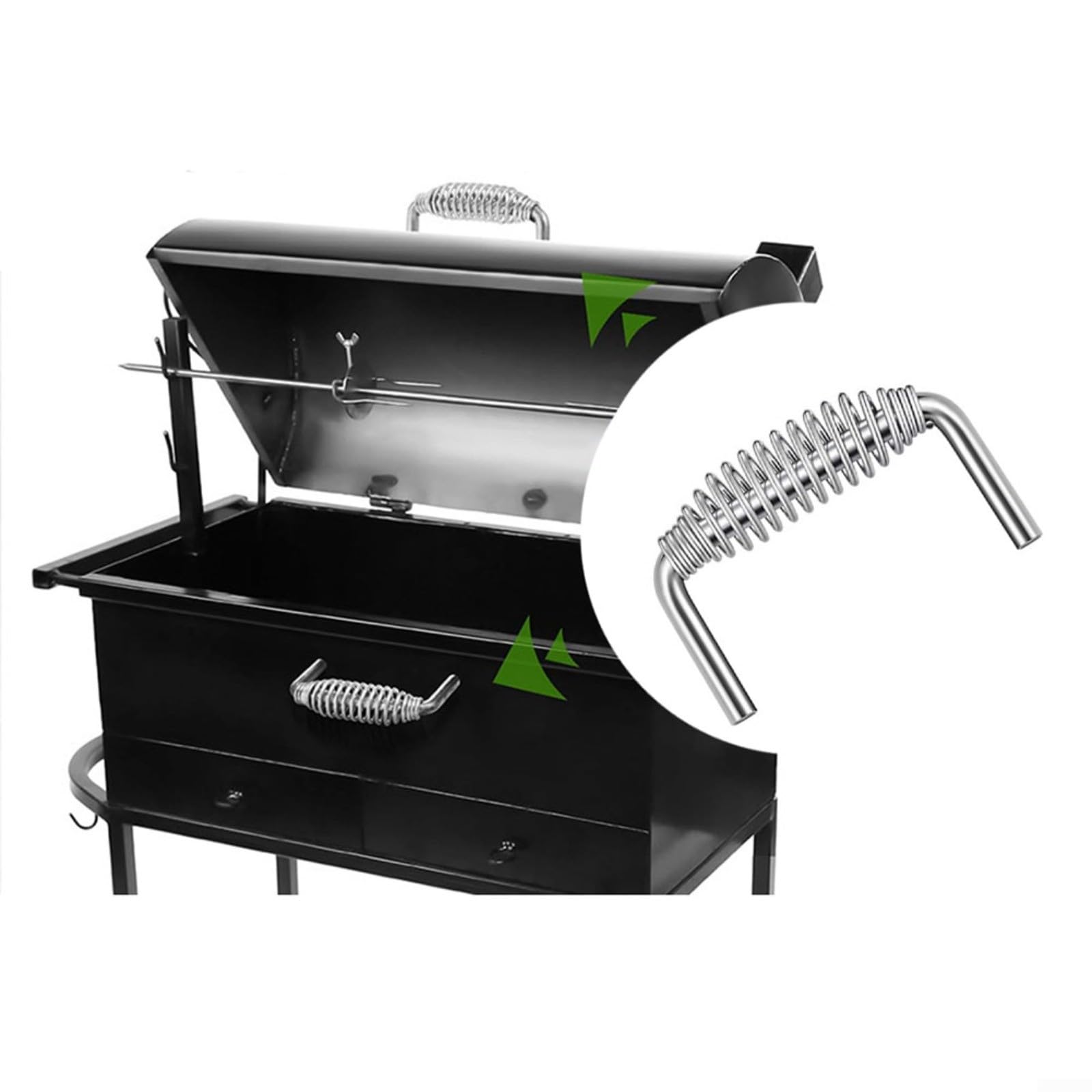 Manopole a molla per barbecue in acciaio inox per barbecue, stufe a legna, grill, forni, caminetti (4 pezzi)