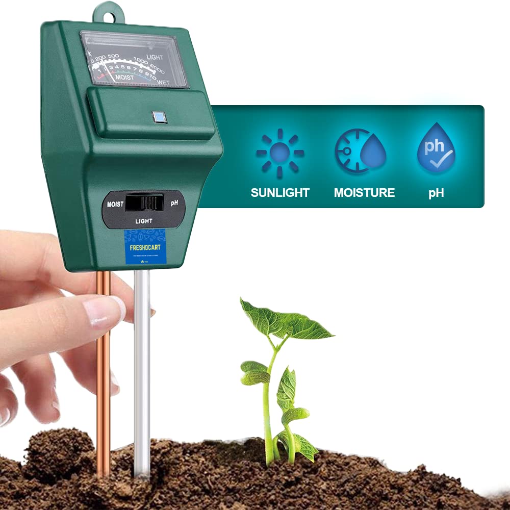 FreshDcart Solar pH Meter for Soil Testing New 3 in 1 Soil Moisture