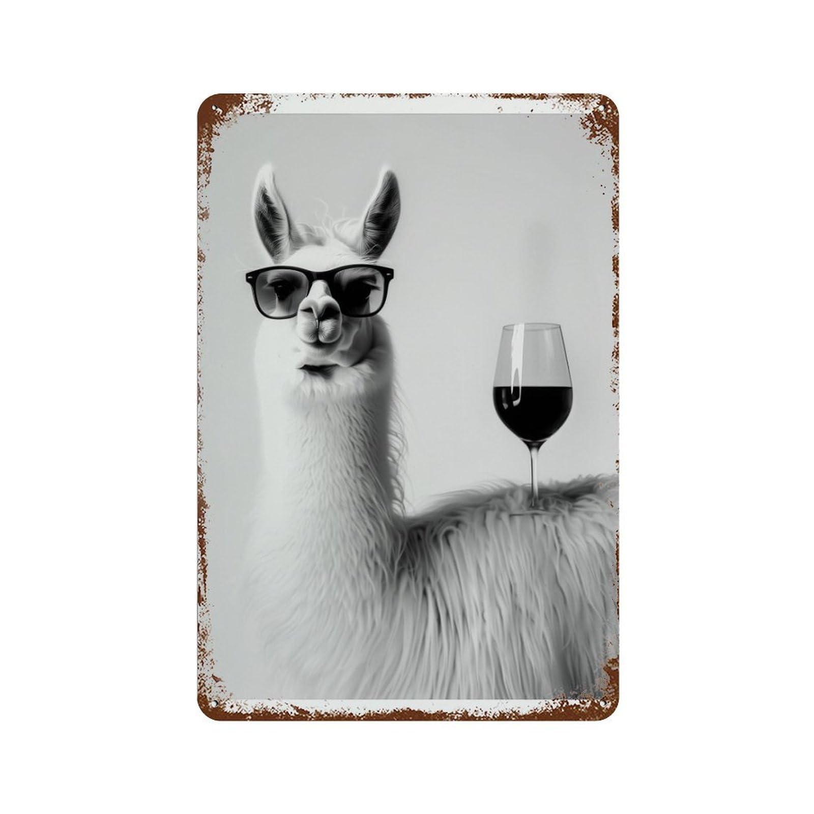 xiaoxiaoshen Llama And Champagne Wall Decor Art Metal Tin Poster Modern Home Decor Art Home Bar Shop Decorations Vintage Sign 30x20cm