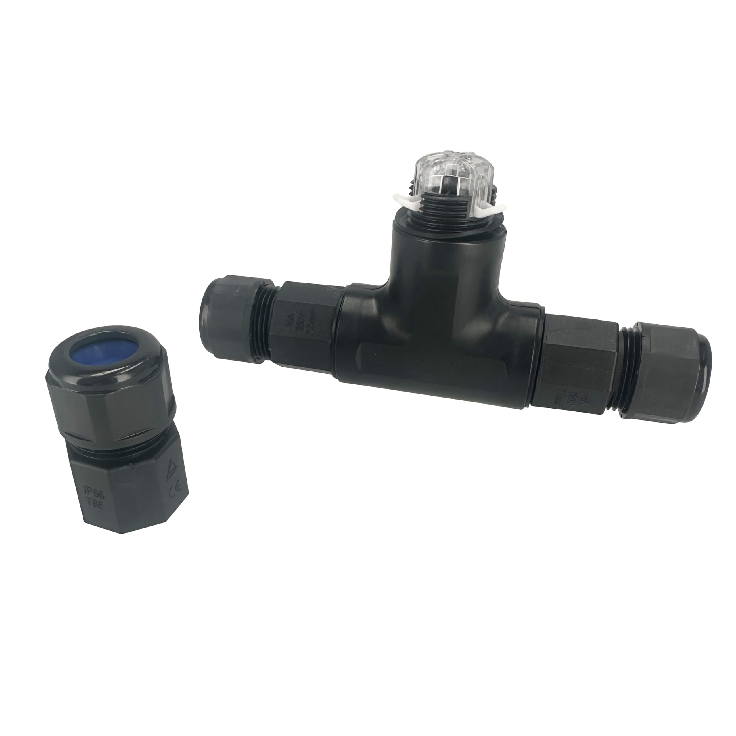 Conector en T Impermeable IP68 2 Polos 0,5-2,5 mm² 16A 250V - Manguito de Conexión de Cable Ø6,5-11 mm, 10 unidades - Empalme Eléctrico Estanco para Iluminación LED, Jardín, Garaje - Horoz Electric