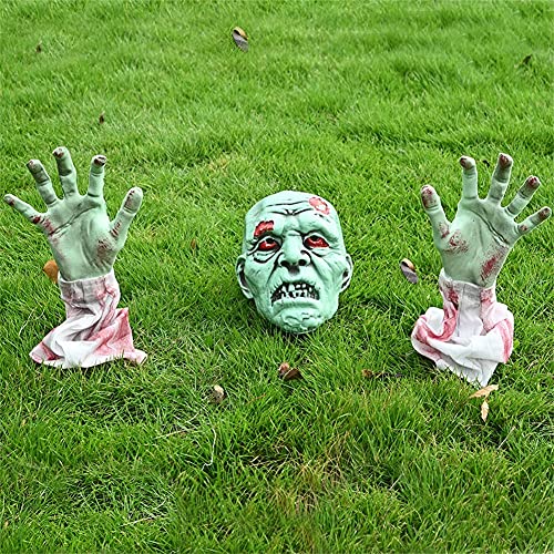 WODMAZ Halloween Zombie Stakes Decorations, Scary Zombie with Face and Arms Lawn Stakes,...