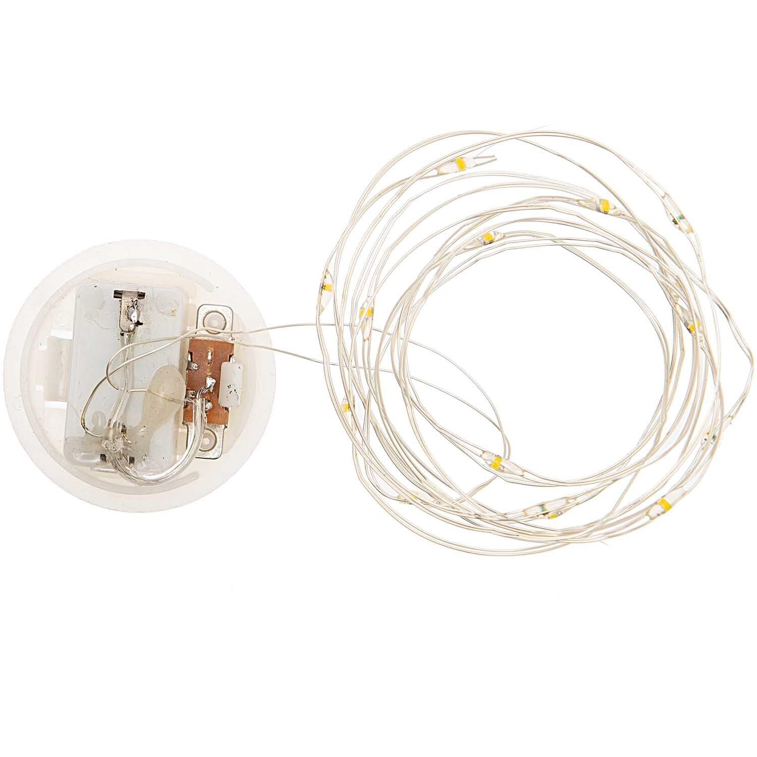 Crafty Capers 15 White Battery LED Fairy Lights | Light Gold Cable for Glass Domes | 1.5m Long