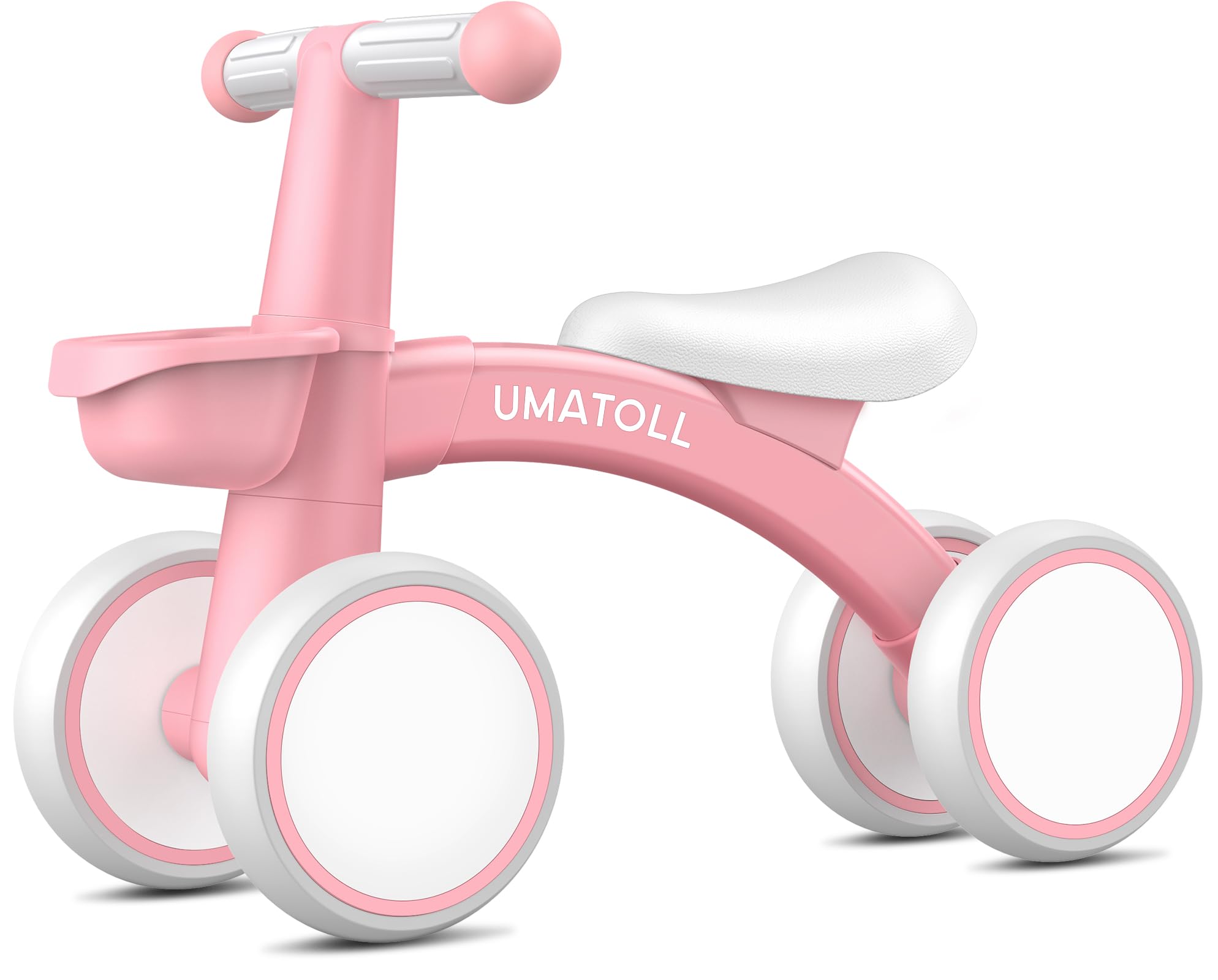 KikkaBoo Fiets zonder pedalen, loophulp voor baby's van 1 tot 3 jaar, balansfiets met mand, verstelbaar, speelgoed voor kinderen, babycadeau, roze