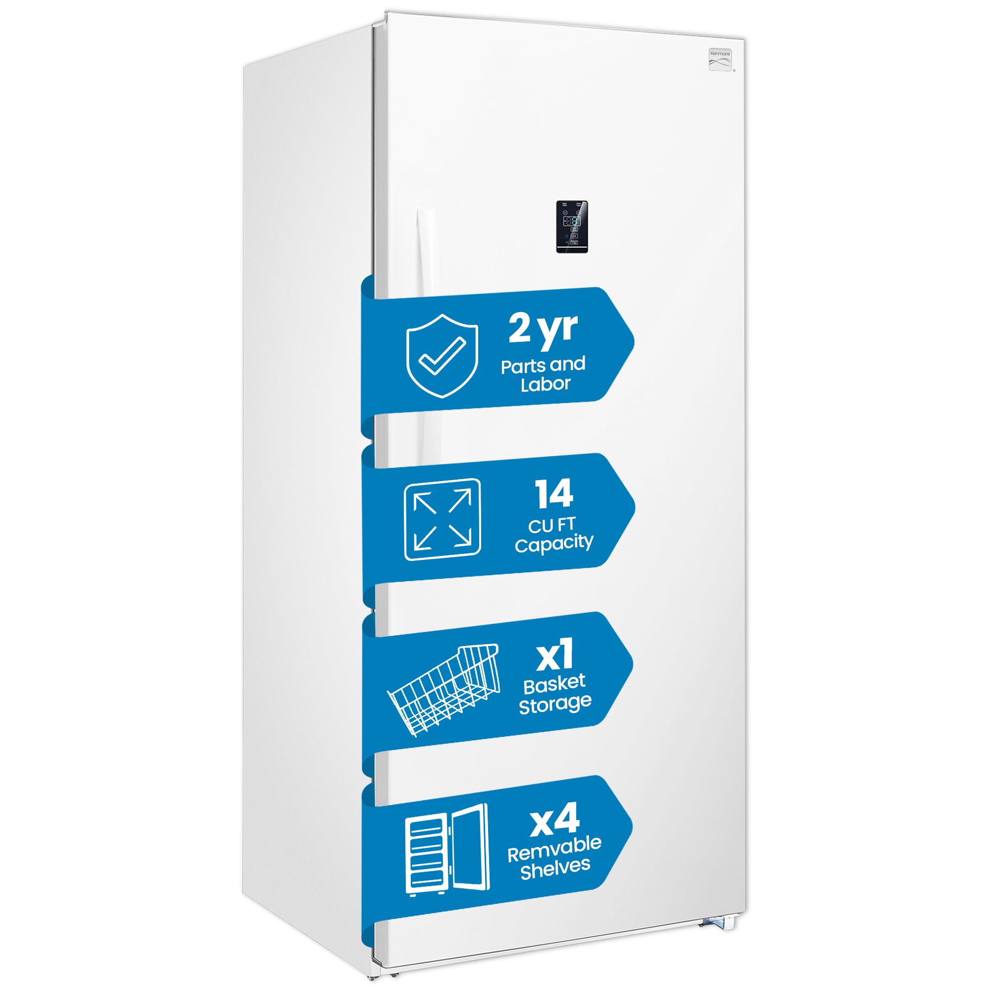 Kenmore 14.0 Cubic Feet Capacity Upright Freezer - Convertible Refrigerator/Freezer, 4 Shelves, Garage Ready, Meat Storage, Auto Defrost, Congelador For Home, Apartment, Basement, Dorm, White on Fridge.com - View 6