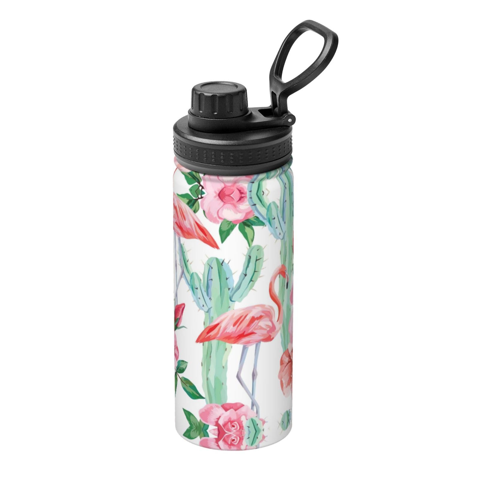 Kfjghhl Insulated Stainless Cactus Flamingo Rose Flowers Steel Water Bottle For Sport Gym Travel Leak Camping Hiking Hydration