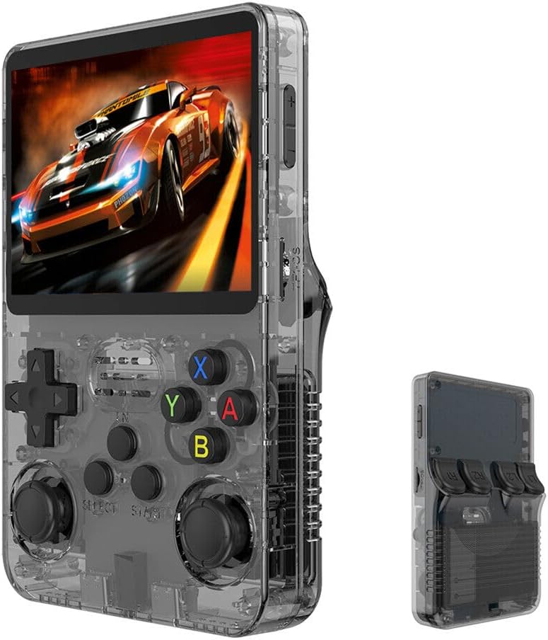 R36S Retro Handheld Video Game Console 3.5 Inch IPS Screen 64GB Games for Kids ,Grey