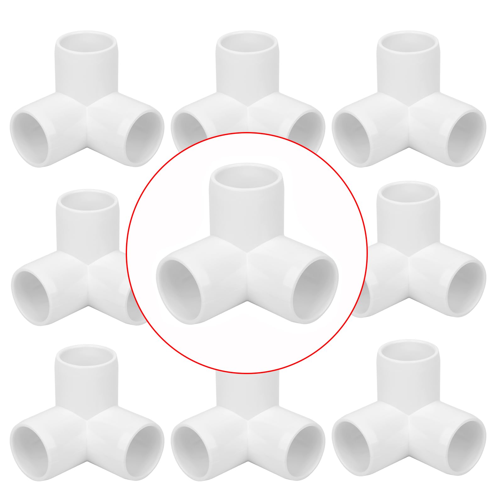 Lswteiz 8Pack 3/4IN 3-Way Elbow PVC Fittings Furniture Grade SCH40 3/4" Tee 3 Way PVC Pipe Fittings Connector for DIY Garden Shelf, Greenhouse Frame Tent Connections
