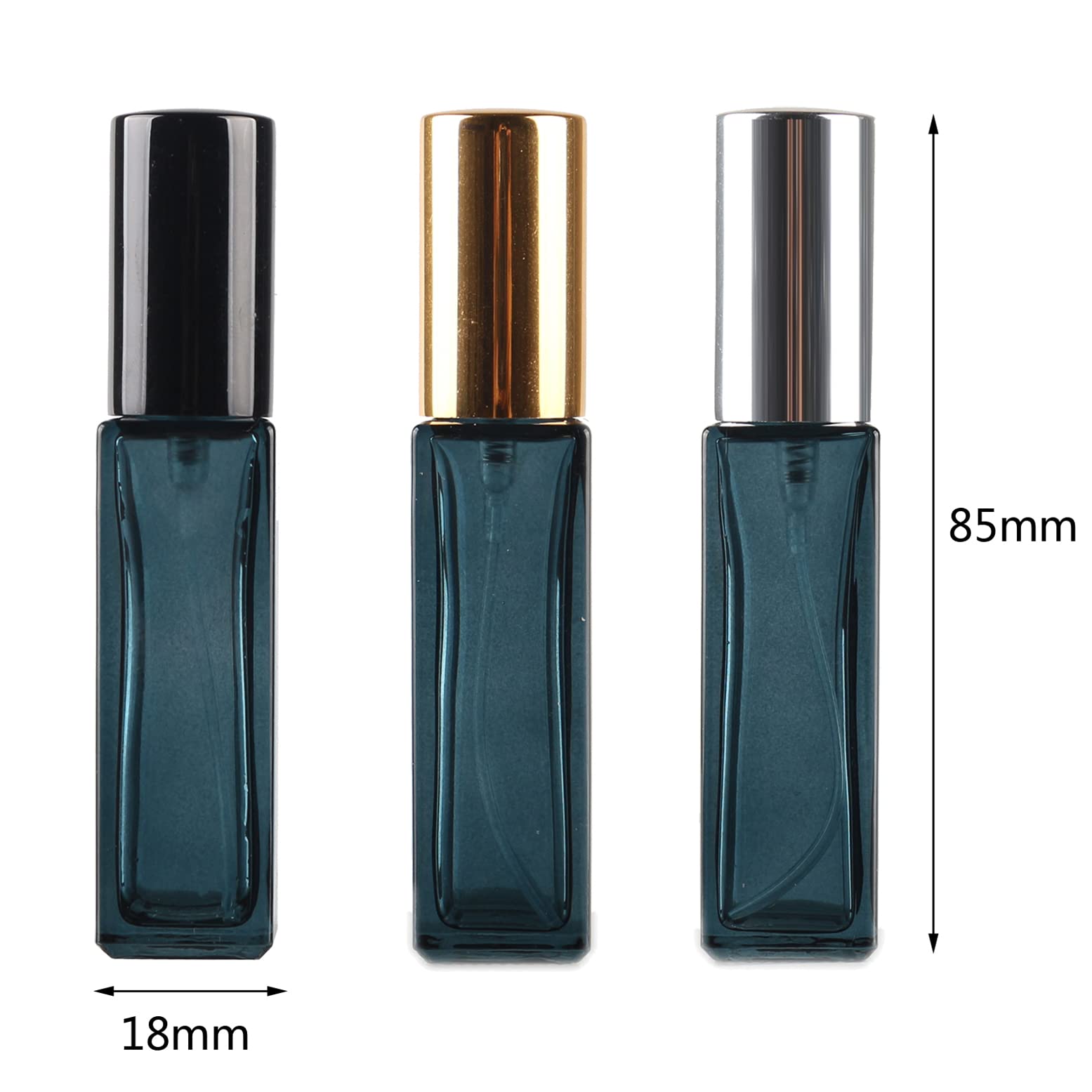 24 Piezas 9ml Verde Vidrio Mini Atomizador de Perfume Recargable Botella con Tapas de Negro,Portatil de Perfume Bote de Spray Viaje Pulverizador
