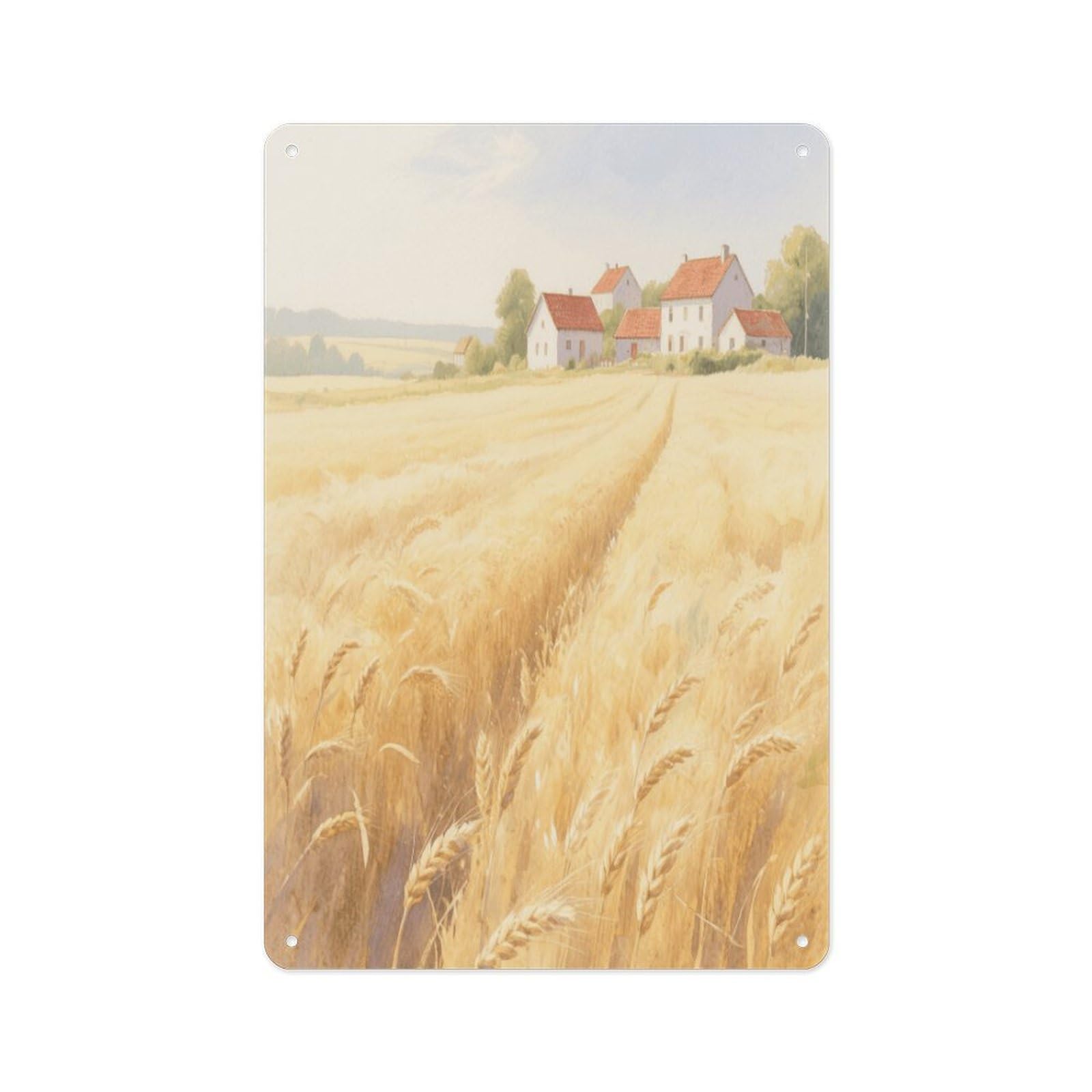 Fekiloot Style Golden Wheat Field Wall Decor Metal Signs Tin Signs Poster