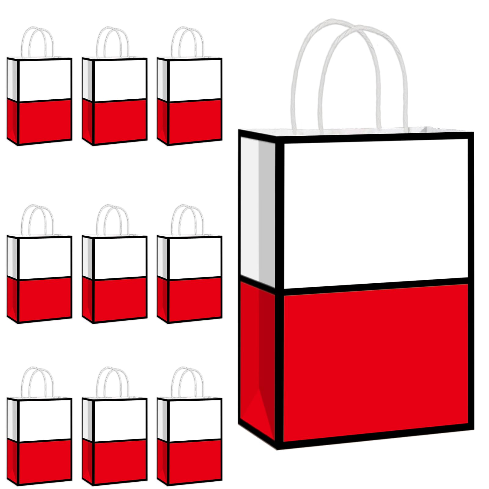 50 Stück Cartoon Geschenktüten - Rot-weiße Goodie Bags Mit Henkeln