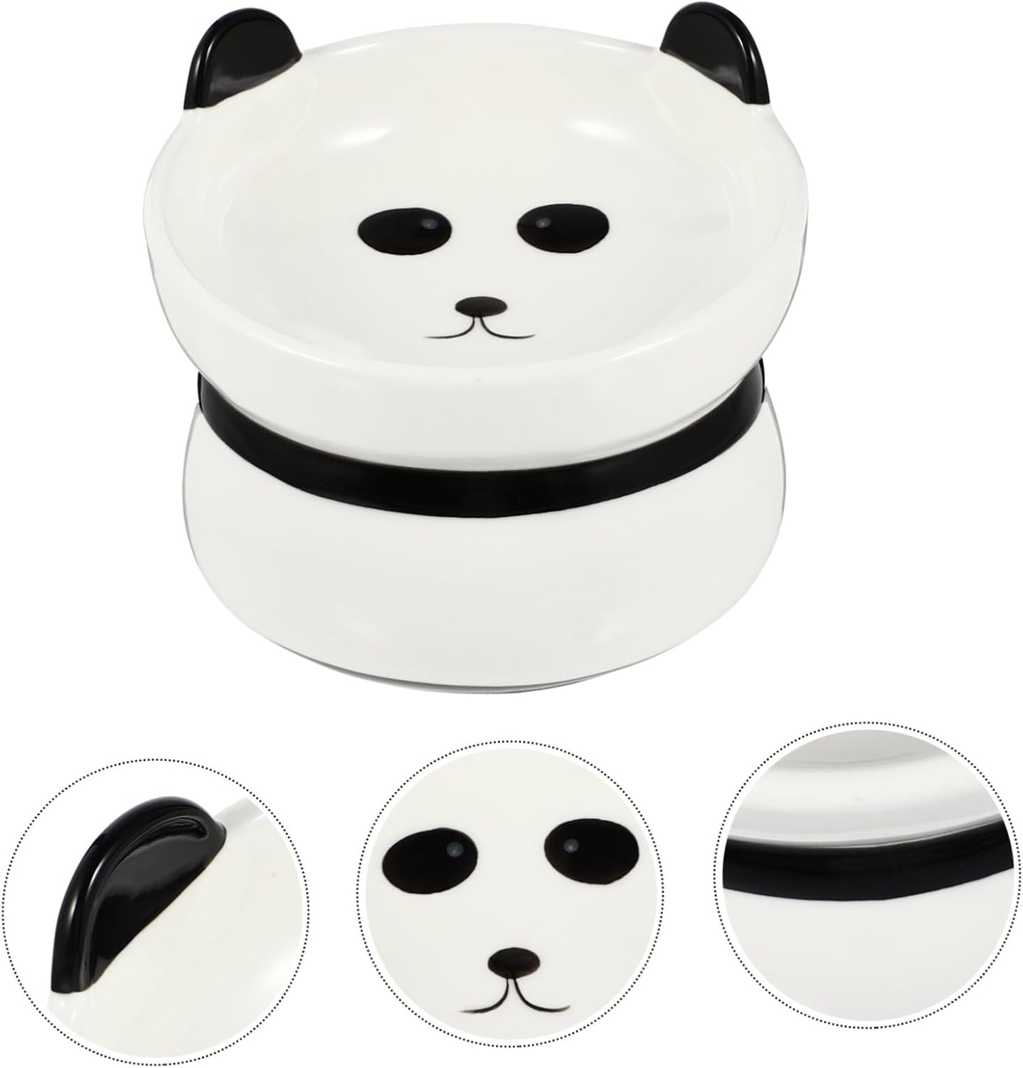 Totority Anti-flip Ceramic Cat Bowl with Non-Slip Base and Neck Guard Rounded Edges Pet Feeding Dish for Cats Kittens and Puppies Comfortable Tilted Design to Reduce Whisker Fatigue and
