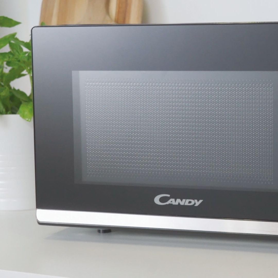 Candy Moderna CMG20TNMB Four Micro-ondes 700 W 20L , Fonction Gril, Fonction Décongélation, 20 litres, Plateau Tournant 24,5cm, Noir & Silver
