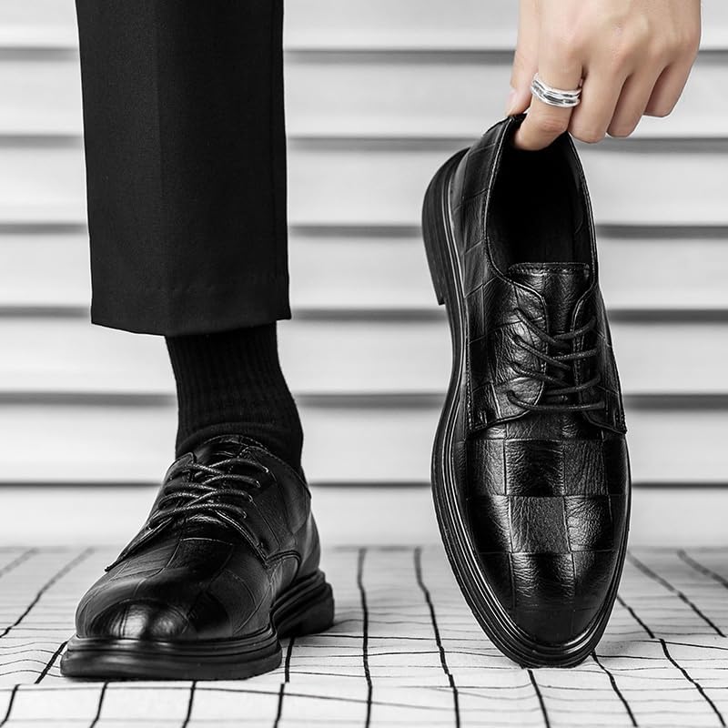 Dress Formal Shoes for Mens Lace-up Uniform Design Non Slip Low Top Platform Uniform Vegan Leather2