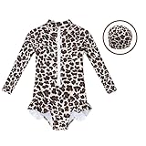 [MOXAC] 子供水着 水着 ワンピース 女の子 長袖 かわいい キッズ 温泉 ヒョウ柄 UVカット ハイウエスト かわいい セパレート UVカット 高弾性 ピンク 日焼け止め 女児水着 ラッシュガード 韓国風 ジュニア 水遊び ビーチ プール