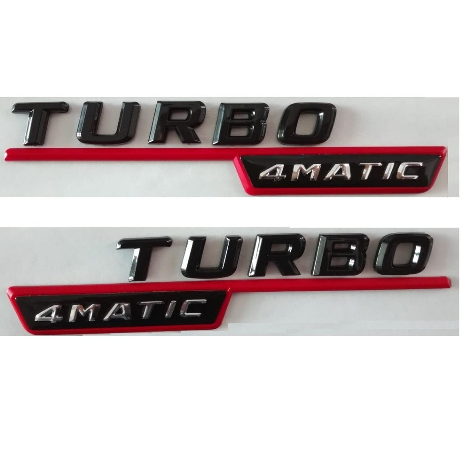 Glossy Blacck Turbo 4MATIC Plastic Car Trunk Mudguard Sides Letters Badge Emblem Emblems for Mercedes Benz AMG (Turbo 4MATIC, Gloss Black)
