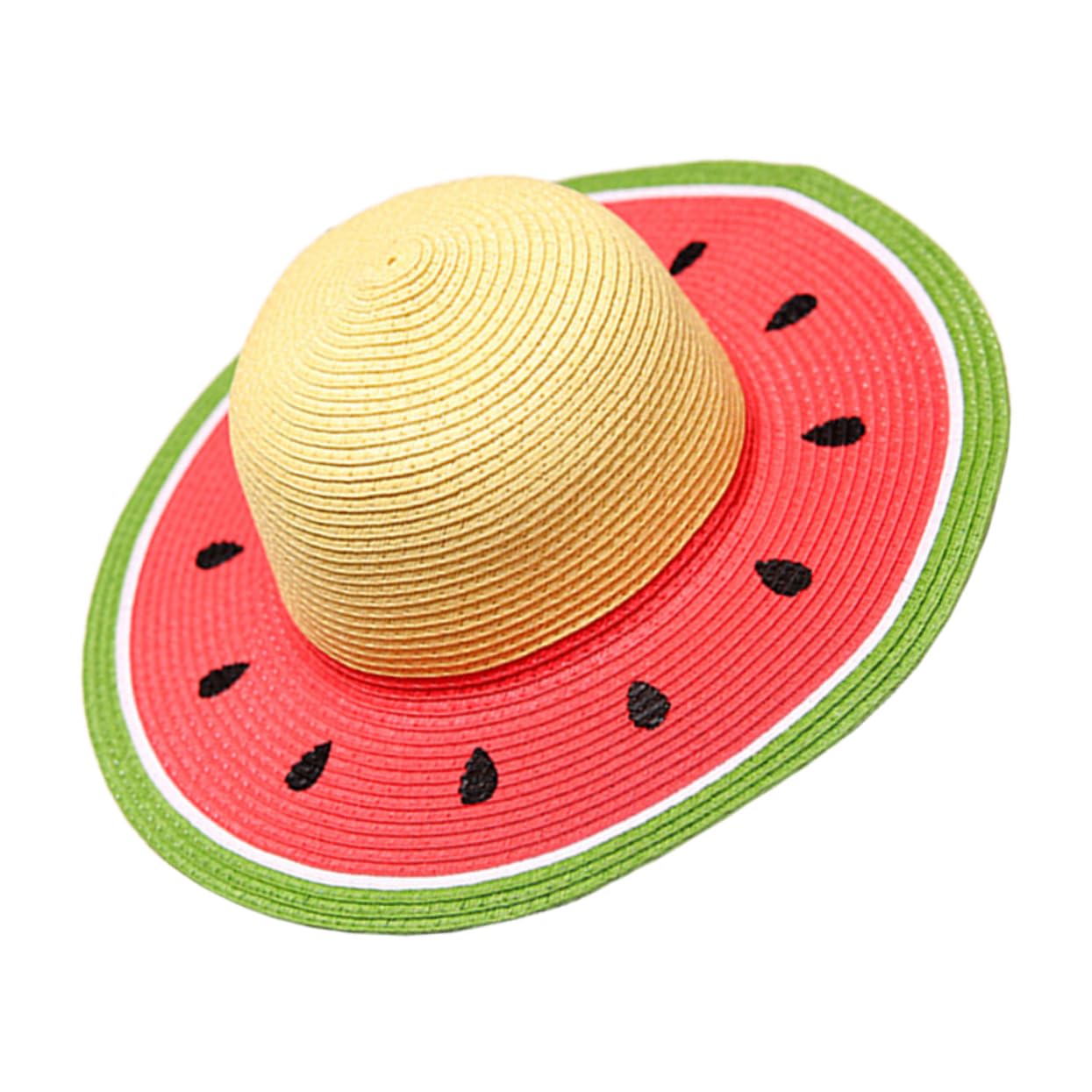 Healifty Sombrero de Paja Chino Tejido a Mano Diseño de Sandía para Niña, Decoracion Verano, Sombrero de Playa Ligero y Transpirable Adecuado para Actividades al Aire Libre
