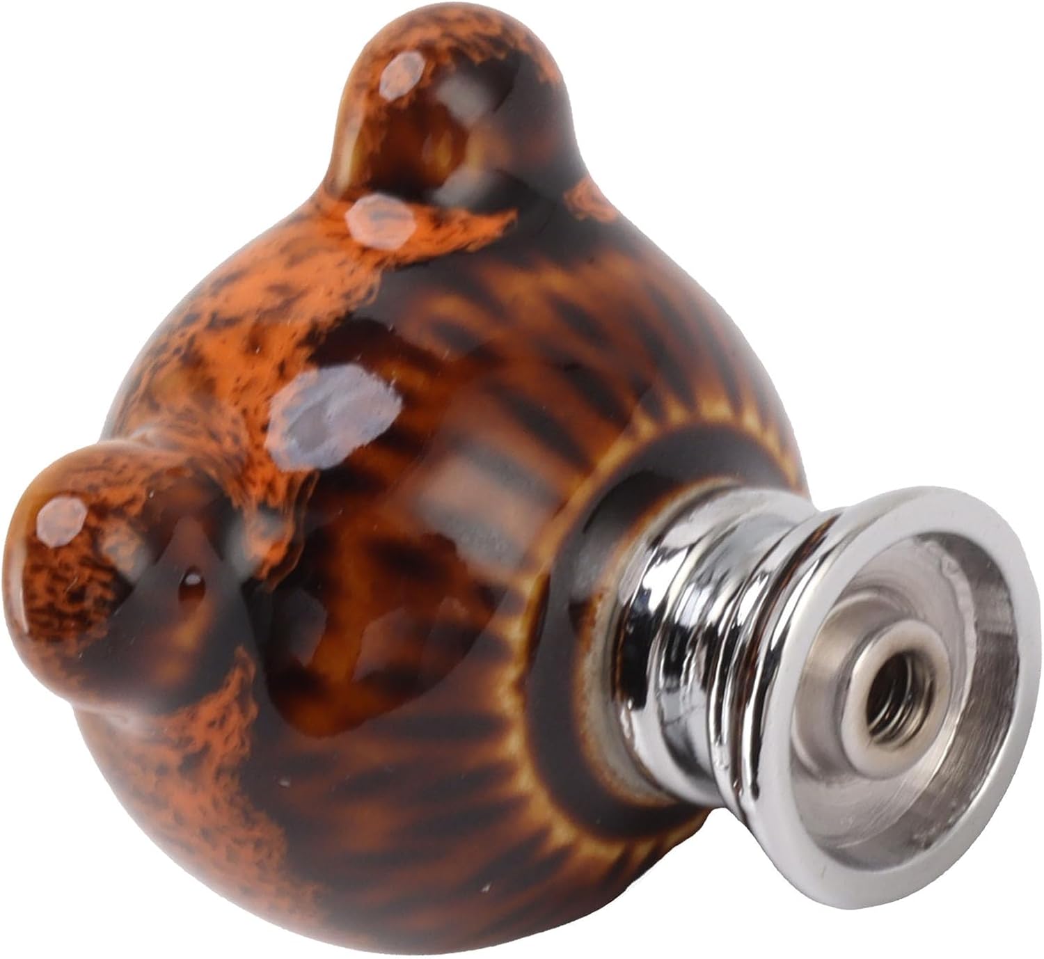 6PCS Bear Door Knobs Ceramic Cabinet Knobs Handles Zinc Alloy Drawer Pulls Tool with Mounting Screws for Furniture Decorative Door Handles Dresser Drawer,1.3 inch Diameter