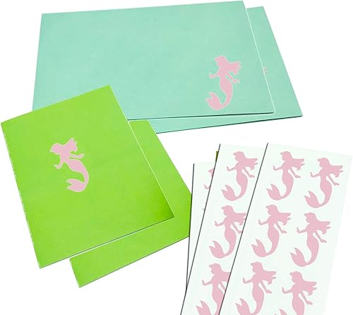 Miniatura 8 de Royal Green Calcomanías de decoración de sirena para niños, artes y manualidades en morado pastel, paquete de 40