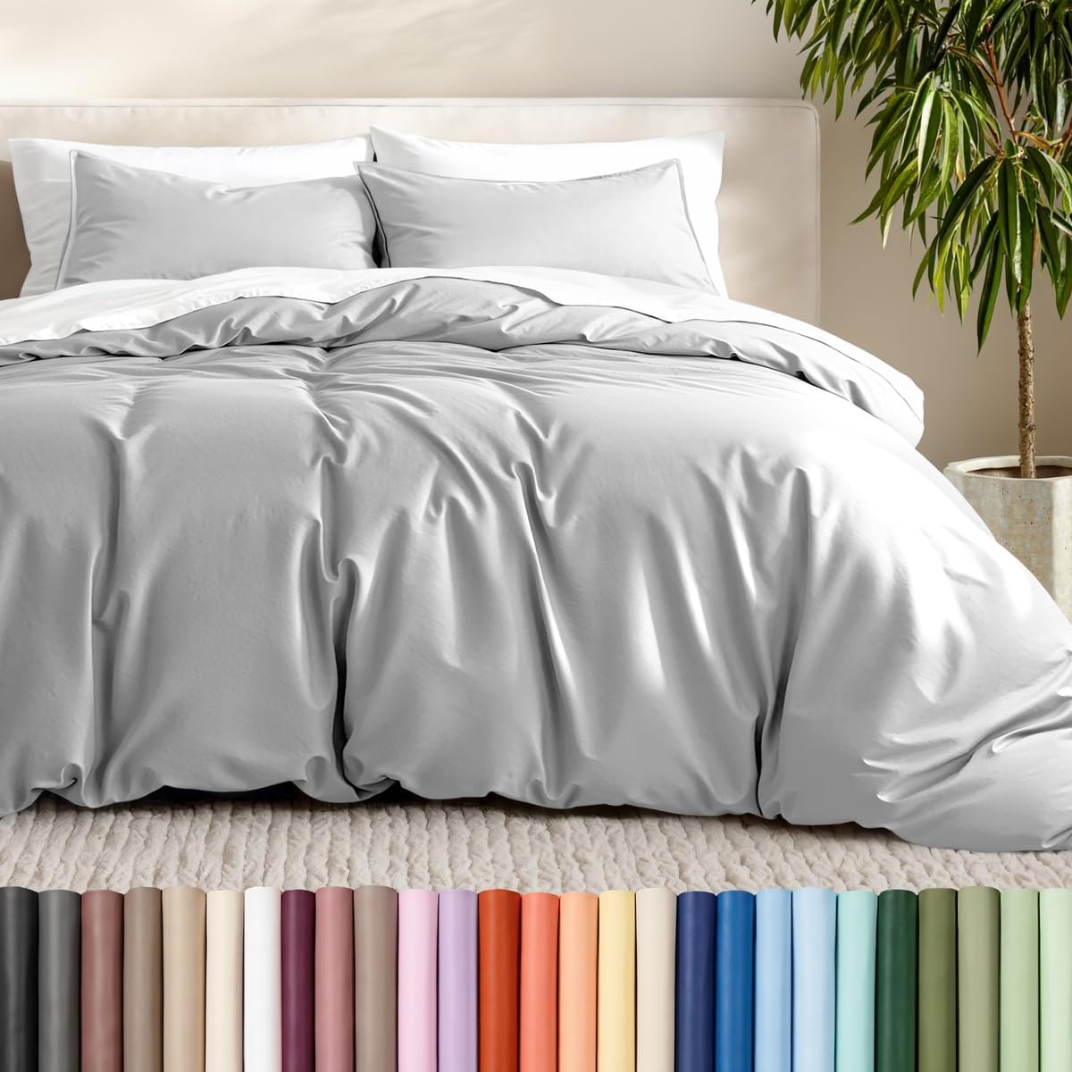 Bare Home Duvet Cover Set 1800 Ultra-Soft (Full, Cloud Grey)